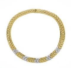 Picchiotti White and Yellow 18 Karat Gold Diamond Necklace