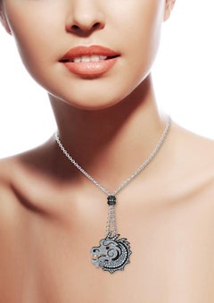 Picchiotti White and Yellow 18K Black-Rhodium Plated Gold Diamond Dragon Pendant