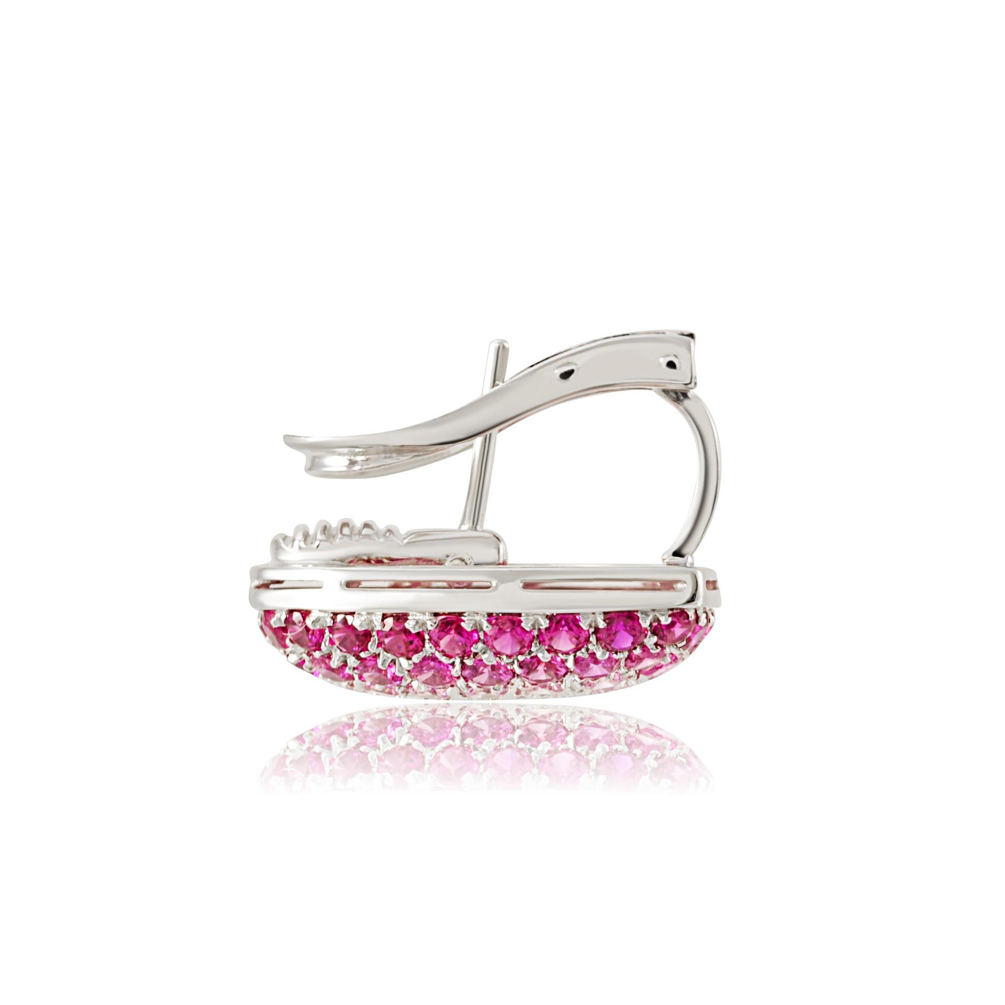 Picchiotti White Gold Diamonds, Rubies and Pink Sapphire Heart-Shaped Earrings (Zeitgenössisch) im Angebot