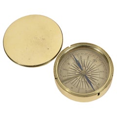 Small traveler's pocket compass, Victorian-era turned brass