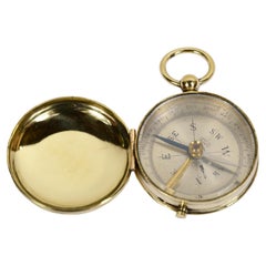 Small brass travel compass with lid French manufacture 1920s