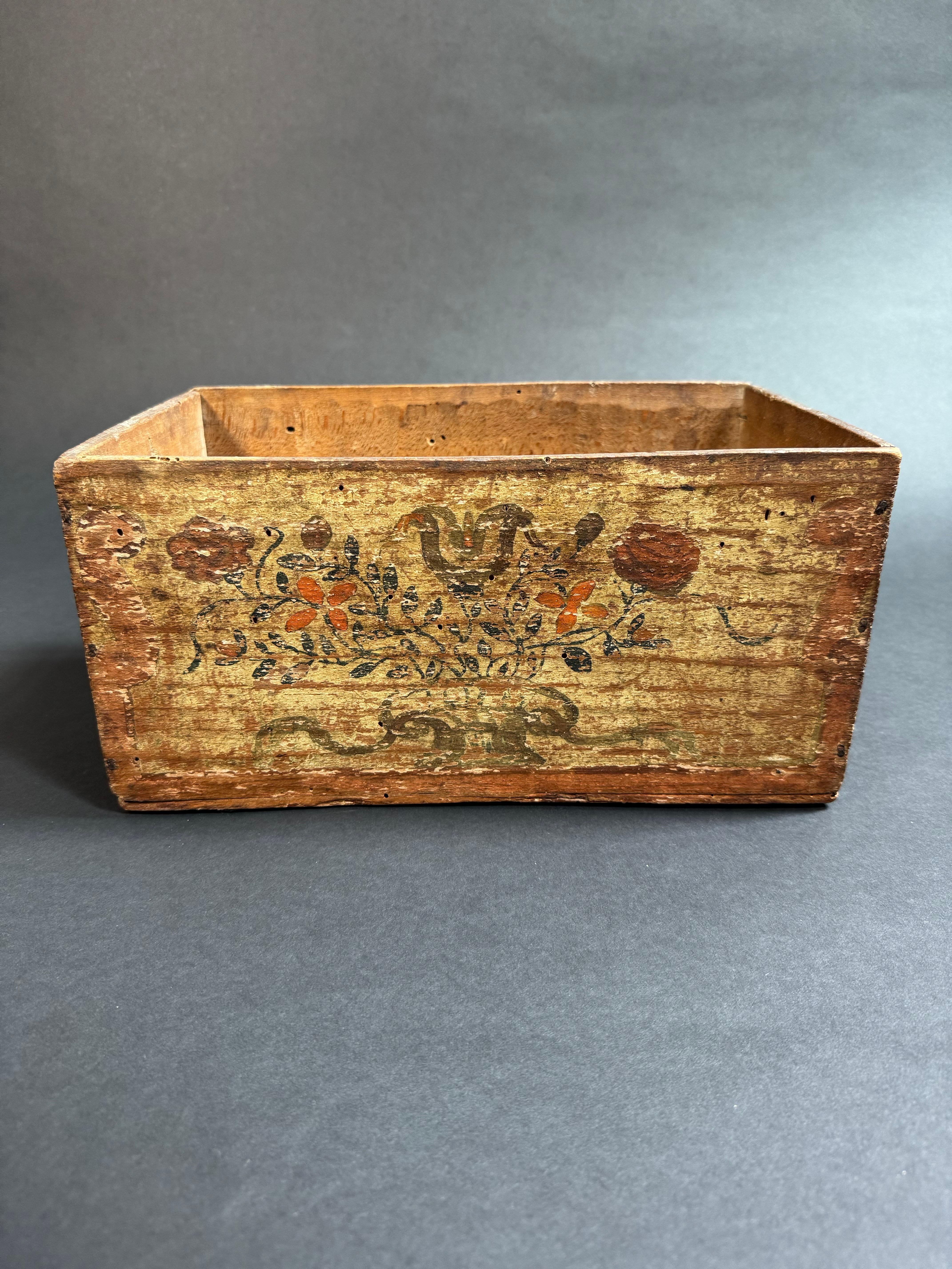 Piccola cassetta in legno dipinta - Puglia XVIII secolo en vente 1