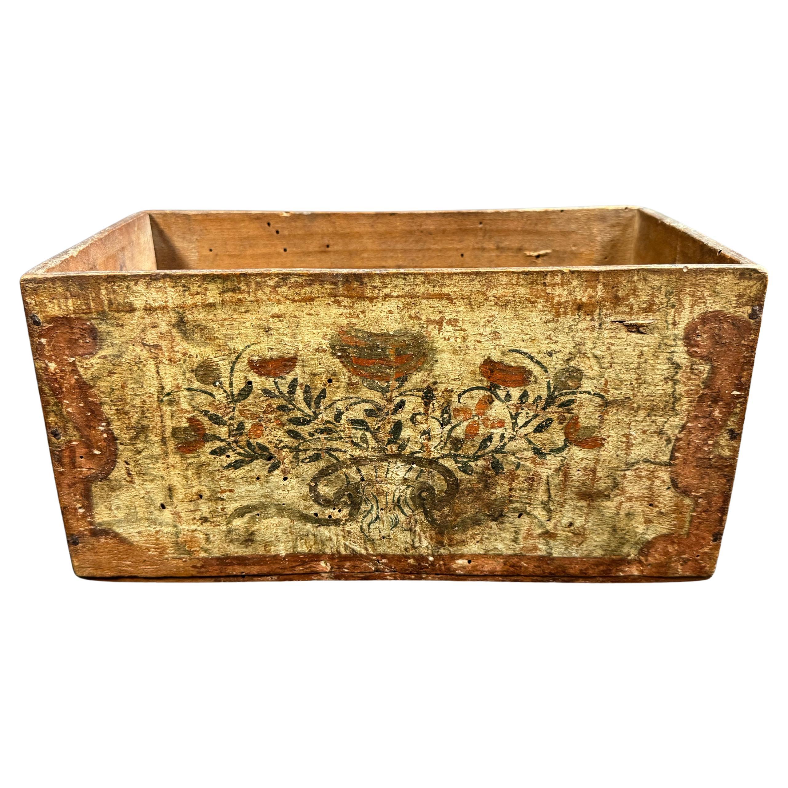 Piccola cassetta in legno dipinta - Puglia XVIII secolo