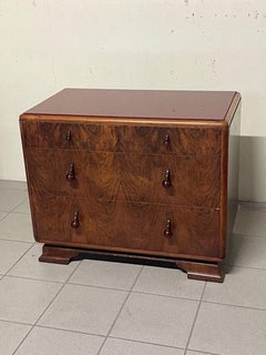 Small deco chest of drawers, 1930s, walnut burl