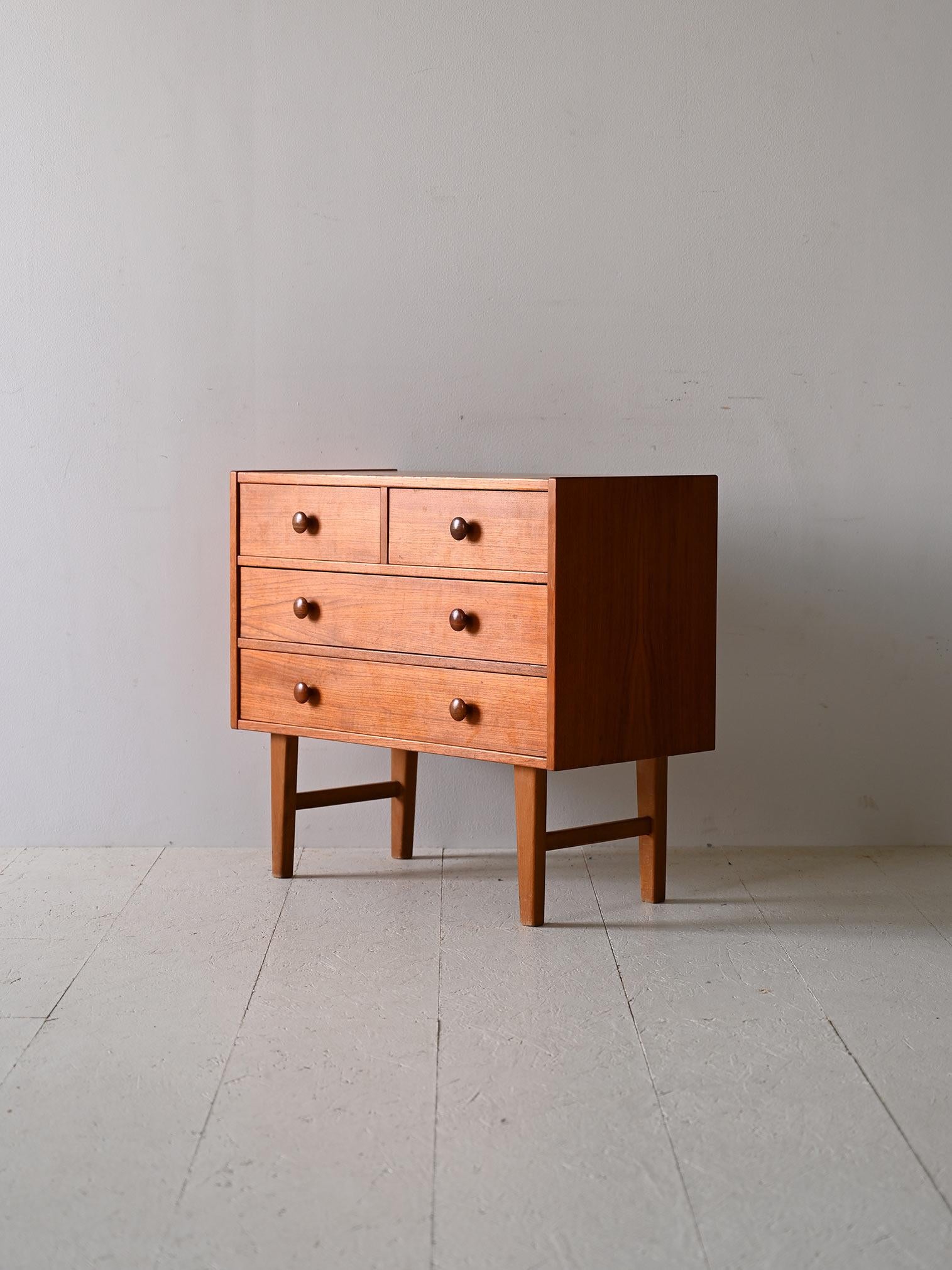 Mid-20th Century Small Scandinavian teak chest of drawers For Sale