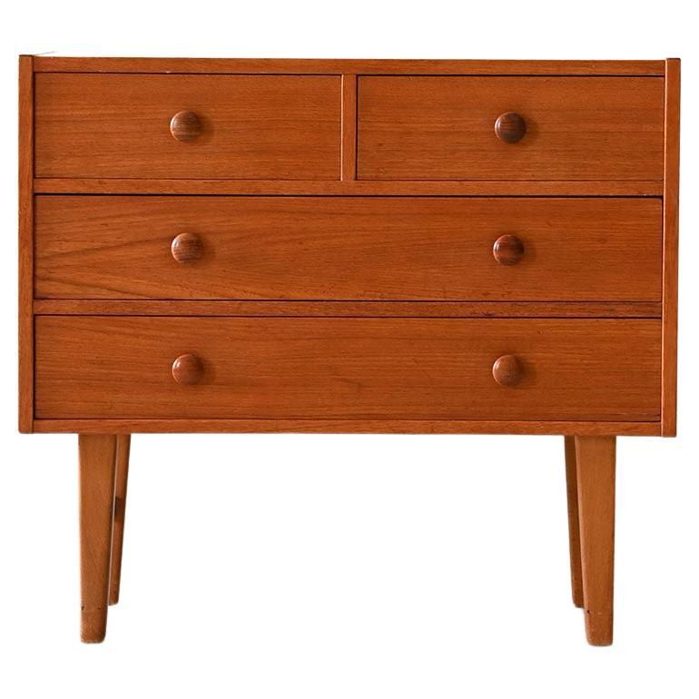 Small Scandinavian teak chest of drawers For Sale