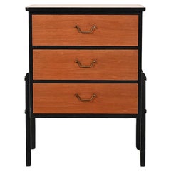 Piccola cassettiera scandinava laccata nera anni 50