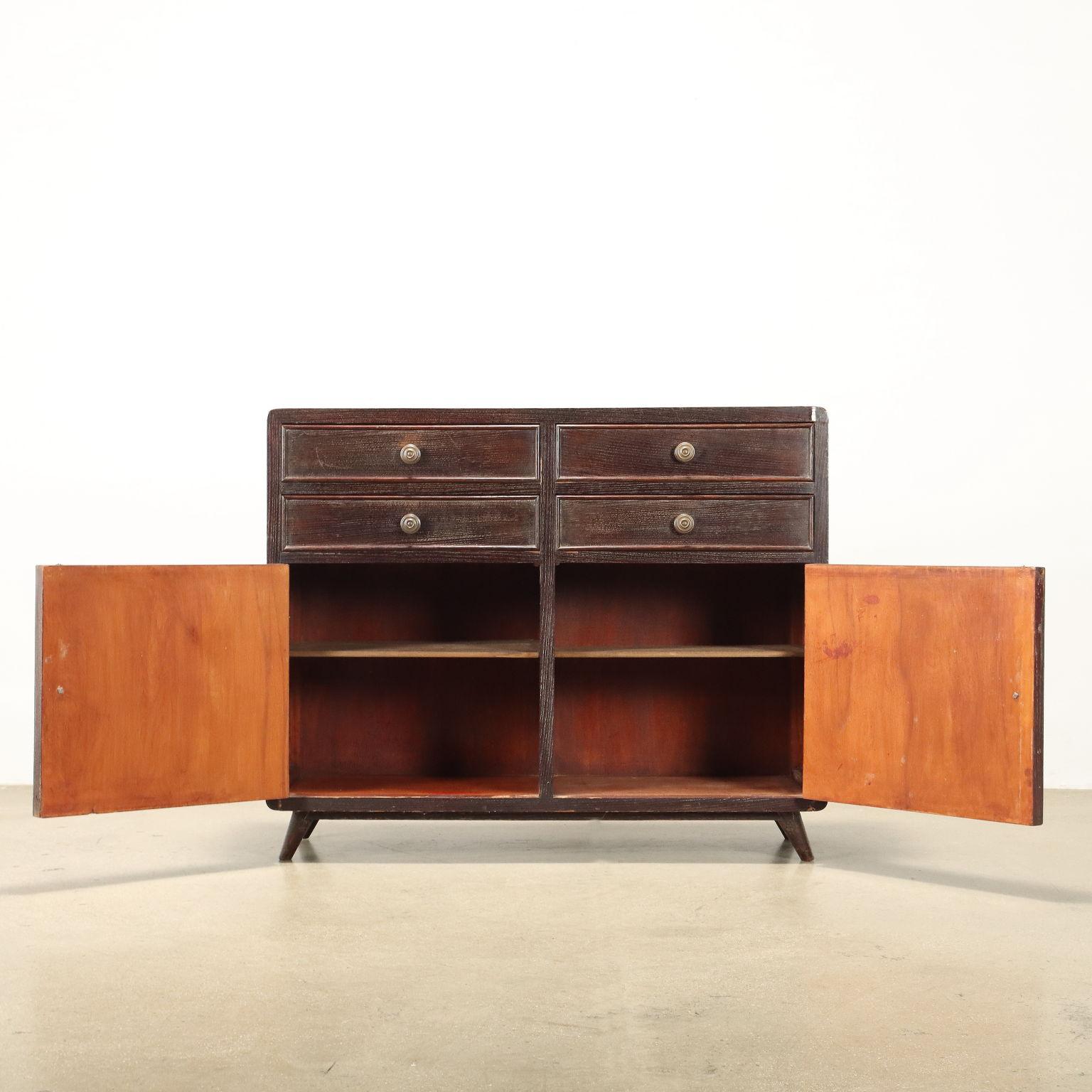 Mid-Century Modern Small 1950s sideboard in stained oak For Sale
