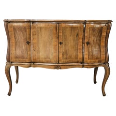 Small Baroque-style walnut sideboard with four doors, 1960