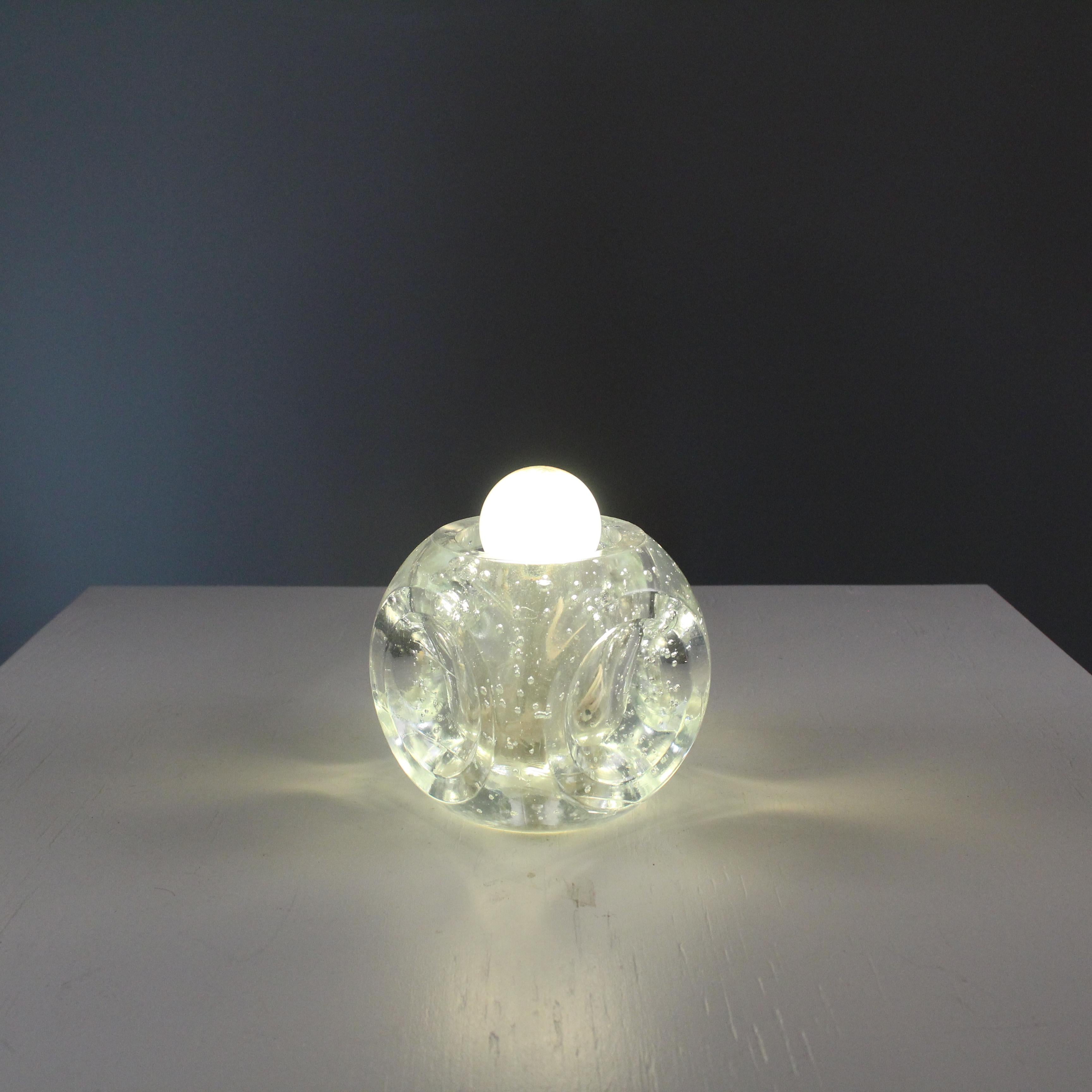 Small bubble glass table lamp, 1970s For Sale 1