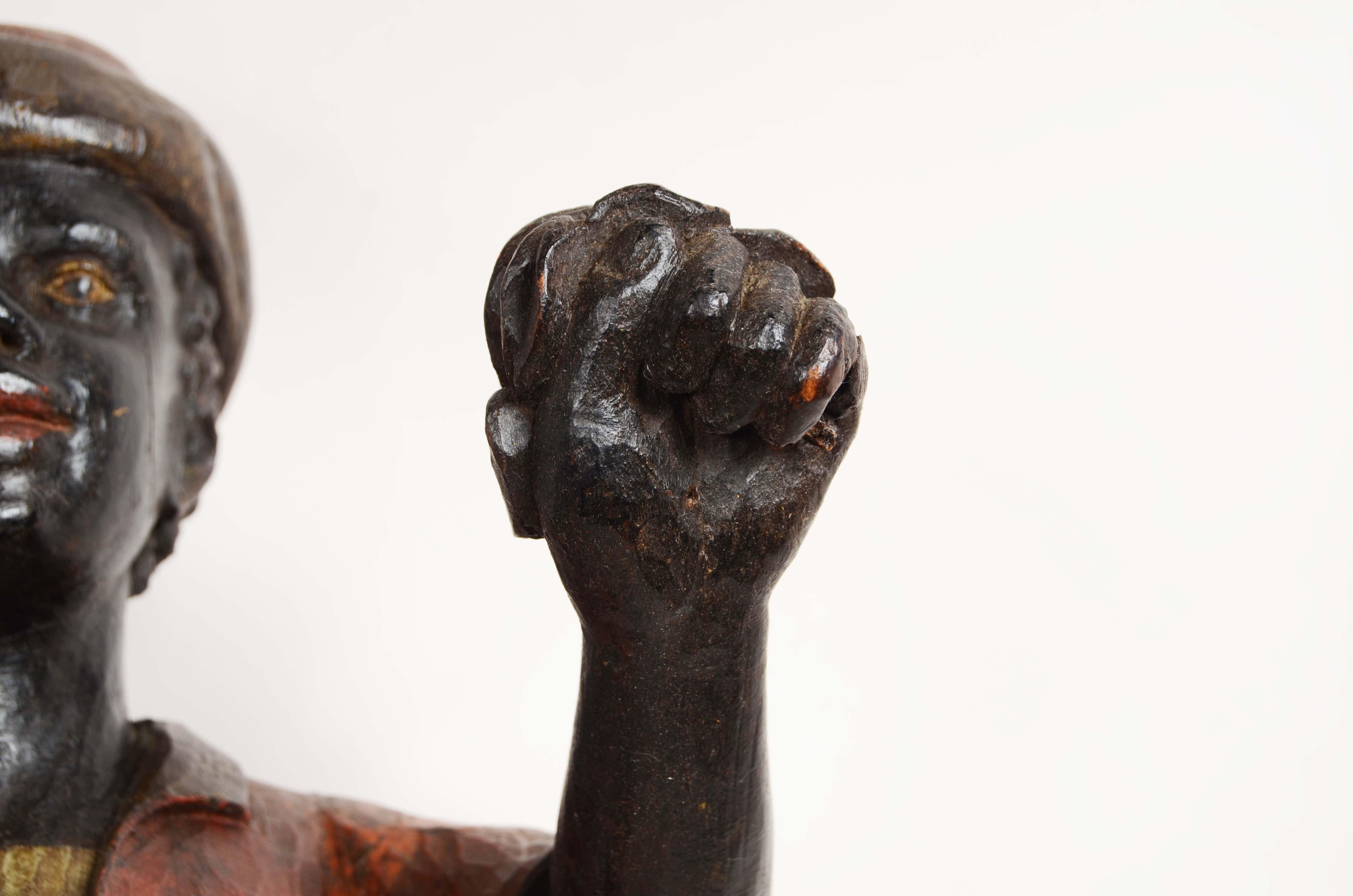 Pequeño mascarón de proa de madera tallada que representa al joven Moretto Venecia finales del siglo XIX Madera en venta