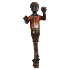 Petite figure de proue en bois sculpté représentant le jeune Moretto Venise fin 19ème siècle 