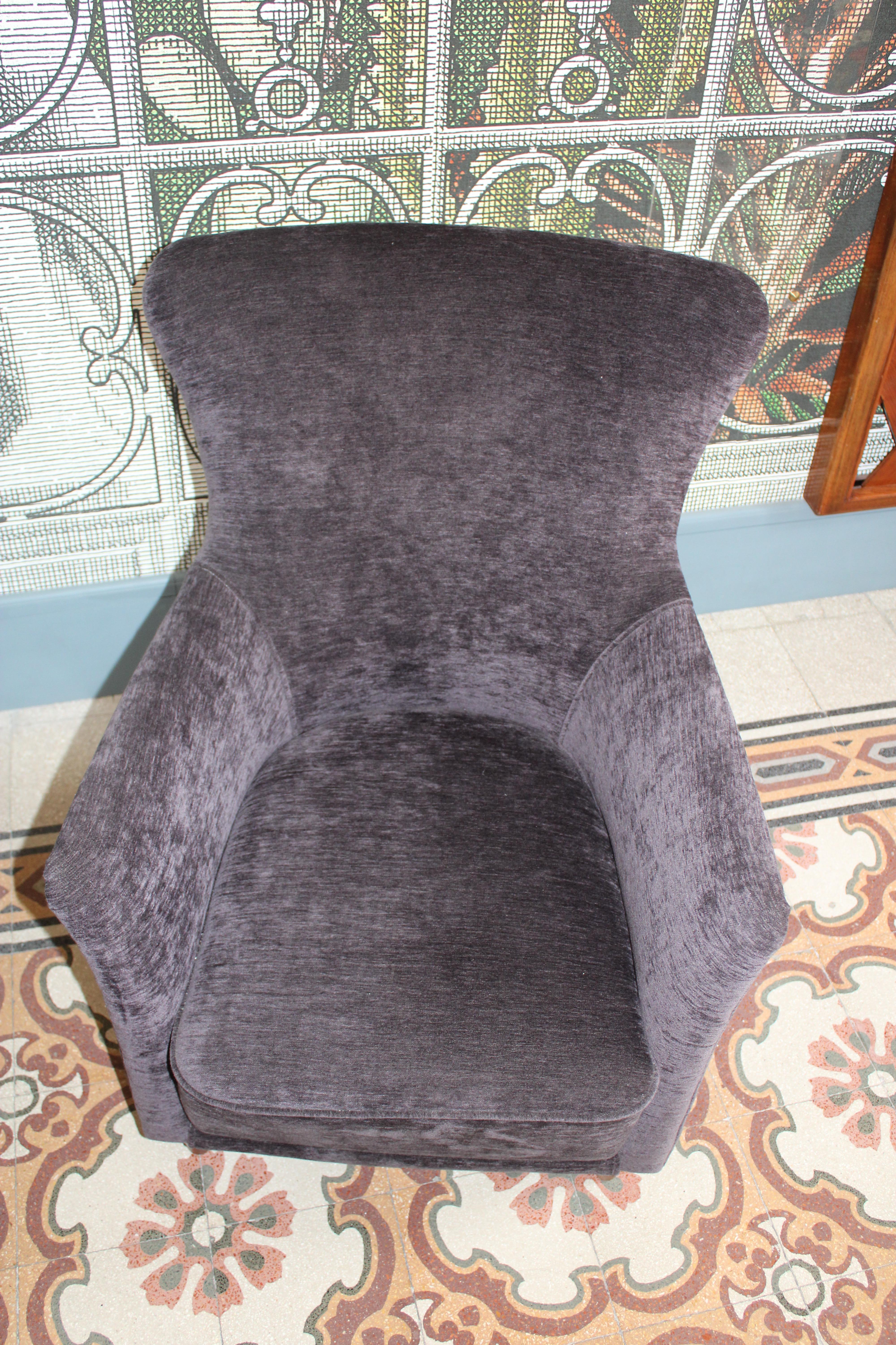 Sillón pequeño de terciopelo gris Italia 1950 Paolo Buffa Italian en venta