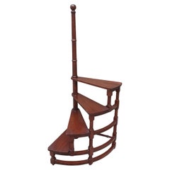 Small 4-Step Wooden Library Ladder - Italy - 1960s