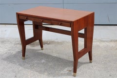 Small Desk in Walnut and Laminate with Drawers Gio Ponti 1950s with Authentic