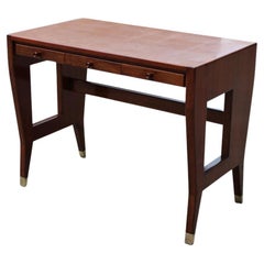 Kleiner Schreibtisch in Nussbaum und Laminat mit Schubladen Gio Ponti 1950 mit Authentic
