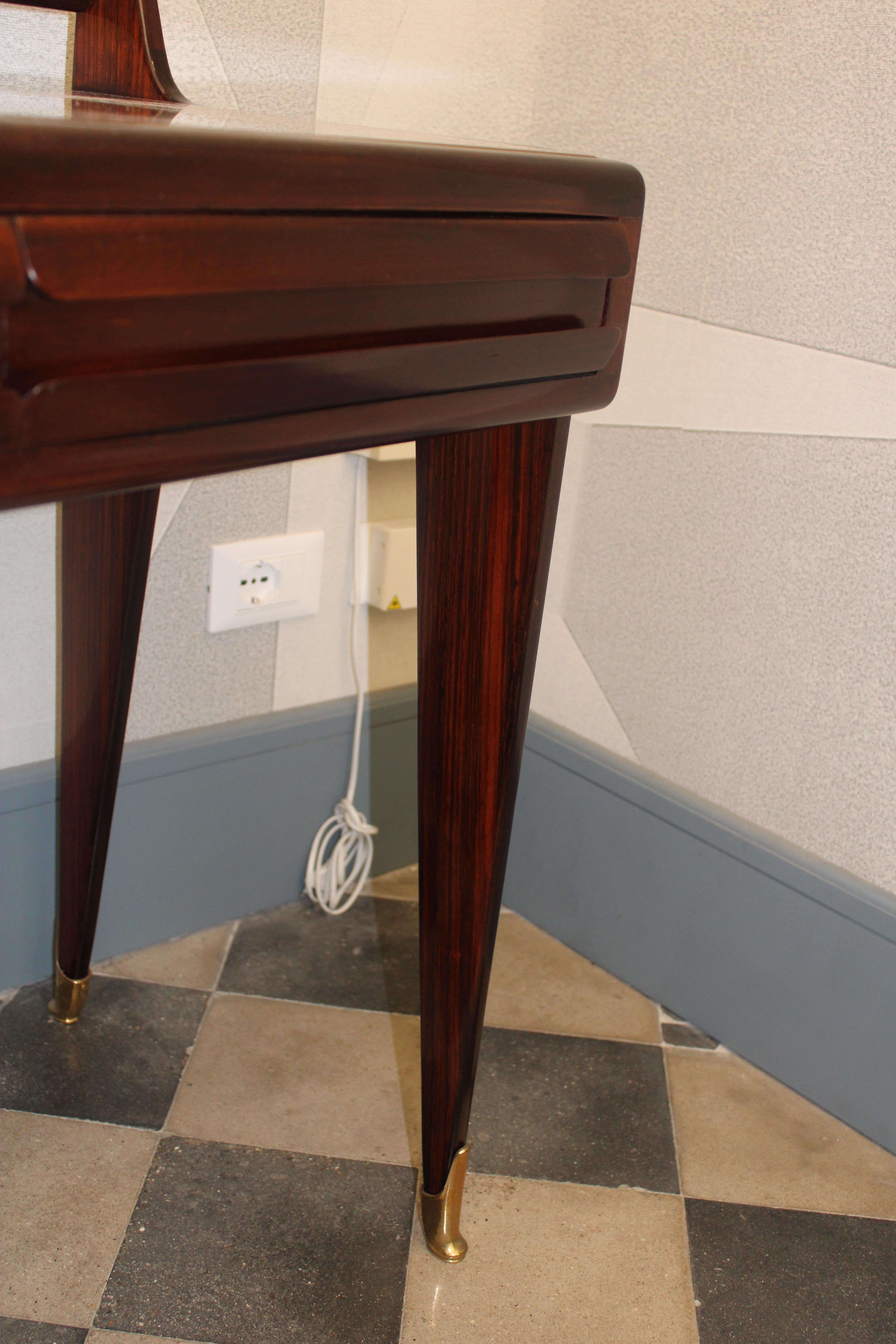 Brass Small Writing Desk Vittorio Dassi 1950s Italy Otton Parts Gio Ponti Style For Sale