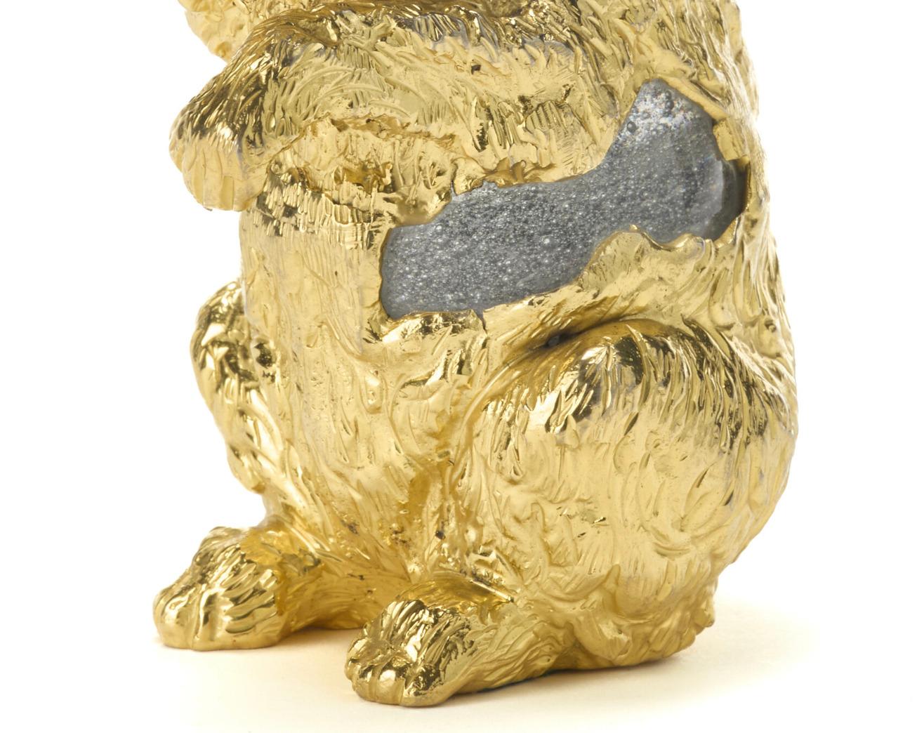 Dorato Piccola scultura in metallo dorato e vetro di Murano raffigurante Orso in vendita