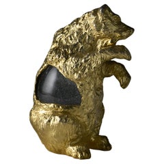 Small gilded metal and Murano glass sculpture depicting Bear