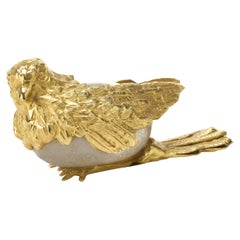 Small gilt metal and Murano glass sculpture depicting Sparrow