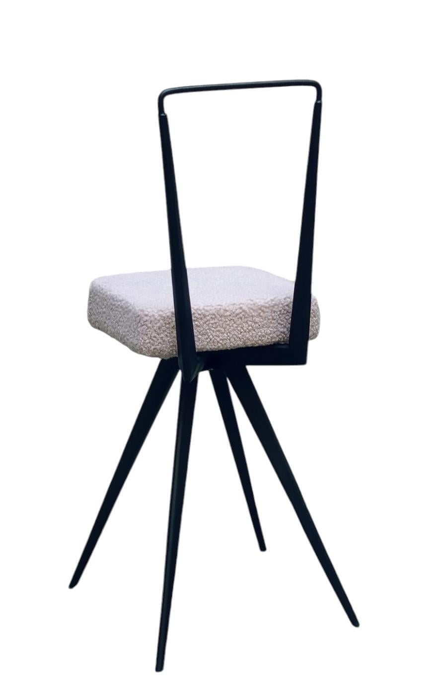 Italian Small Design Chair with Metal Frame and Boucle Seat, Italy 19 For Sale