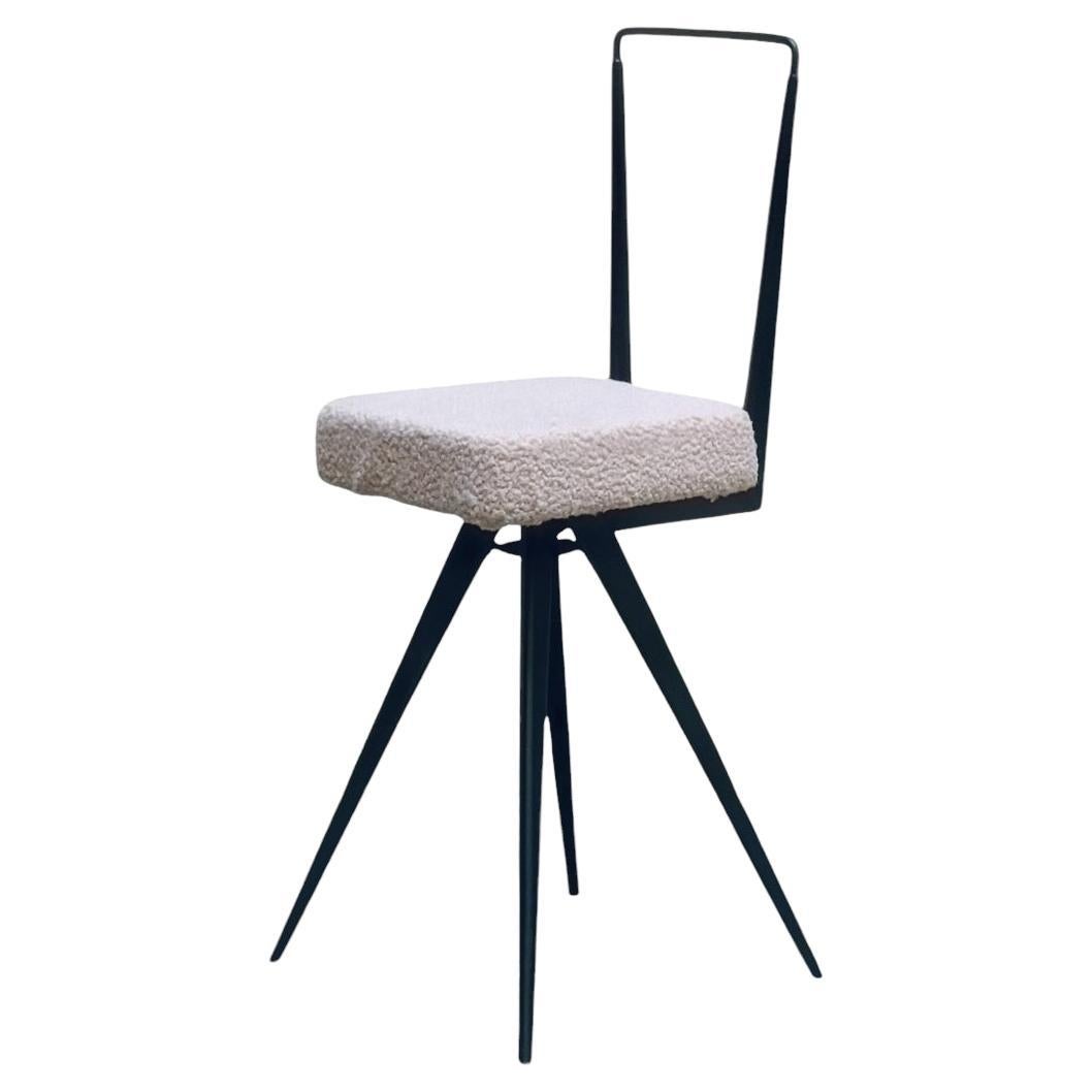 Small Design Chair with Metal Frame and Boucle Seat, Italy 19 For Sale