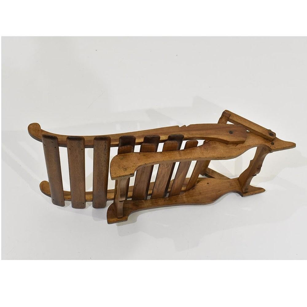 Small Folding Beach Chair, Beech Wood, Twentieth Century                    In Good Condition For Sale In Breganze, VI