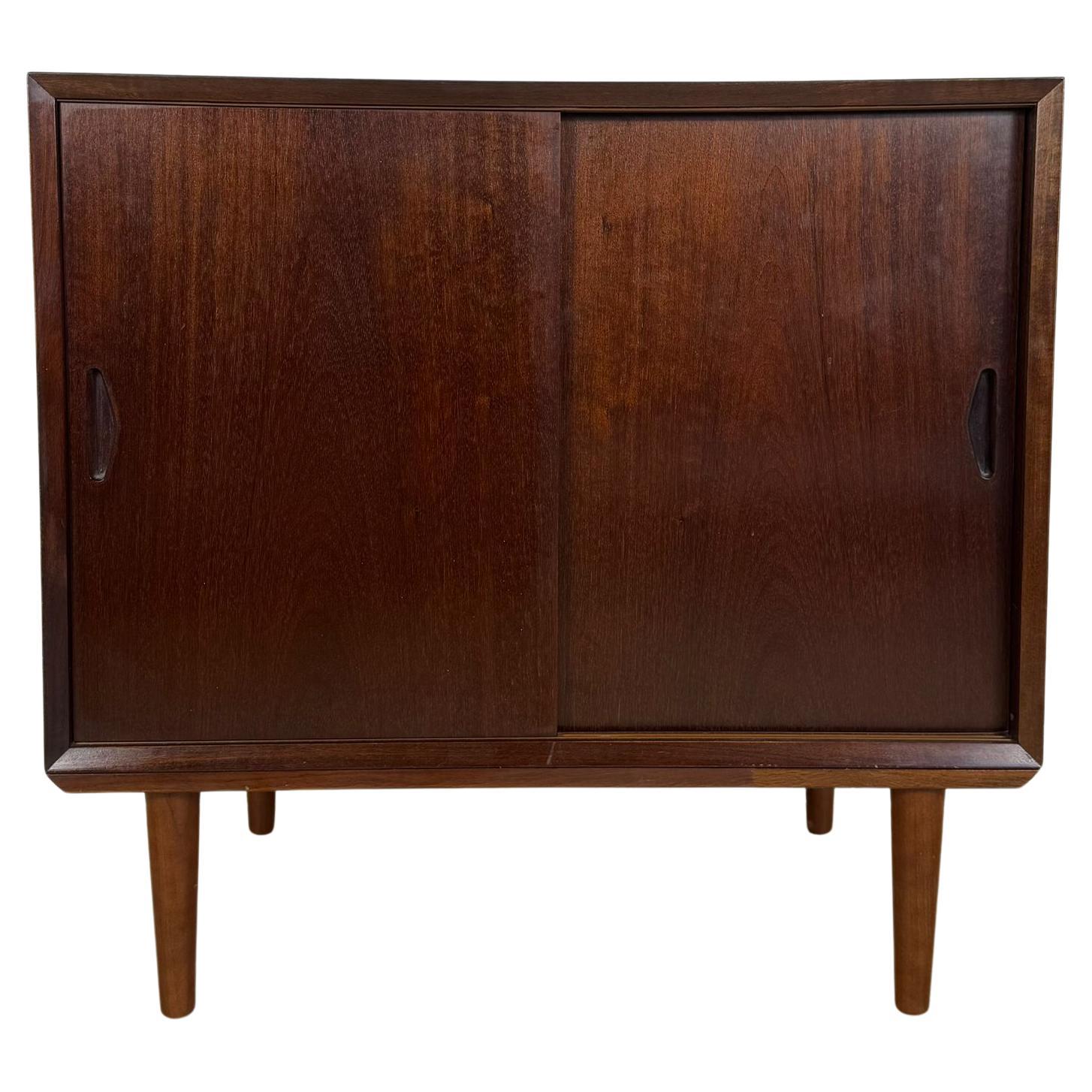 Small Rosewood Sideboard with Sliding Doors - Mid-Century Modern