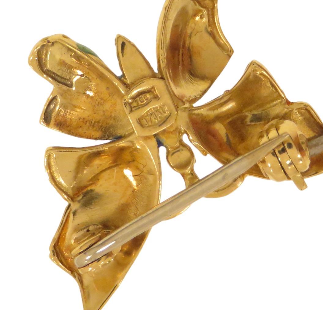 Piccola spilla farfalla con smalto en Oro giallo Pour femmes en vente