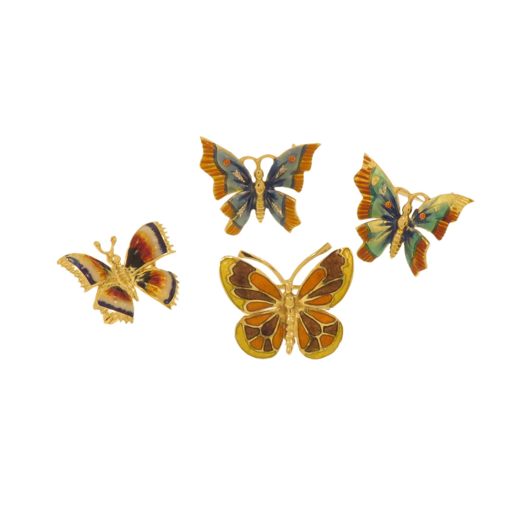 Women's Piccola spilla farfalla con smalto in oro giallo For Sale