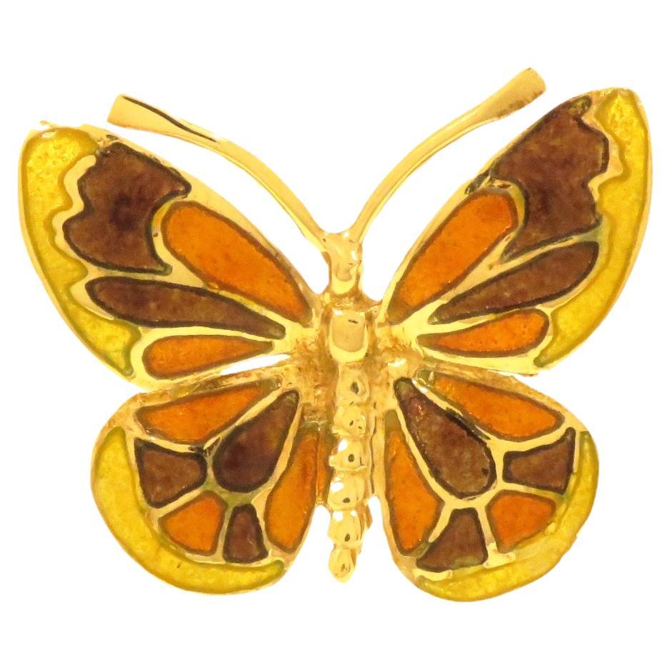 Piccola spilla farfalla con smalto in oro giallo