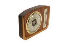 Small barometric station barometer + thermometer Deco wood and brass 1930s