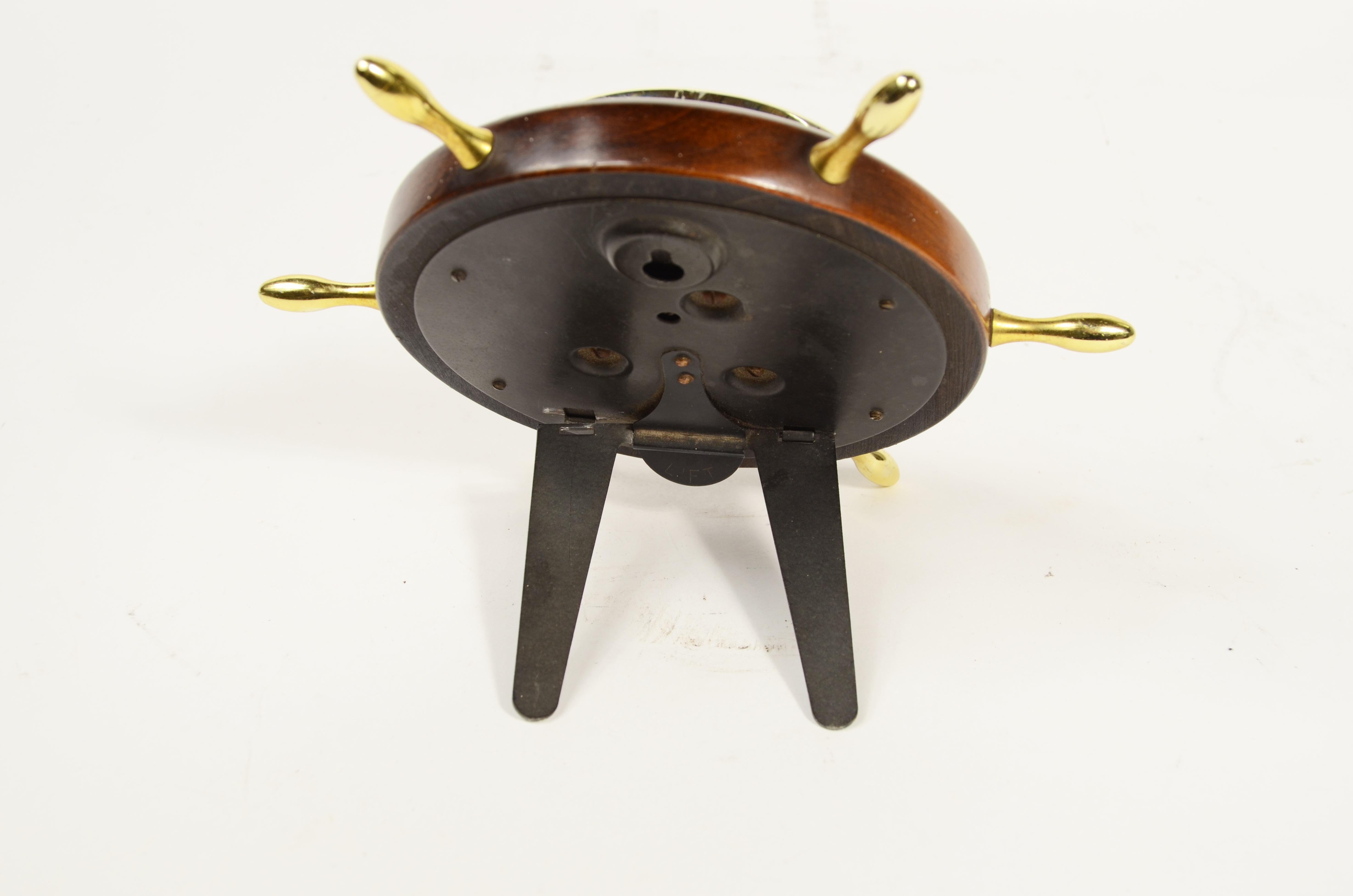 Kleines Aneroid-Wand- und Tischbarometer aus Holz und Messing  1950 im Angebot 3