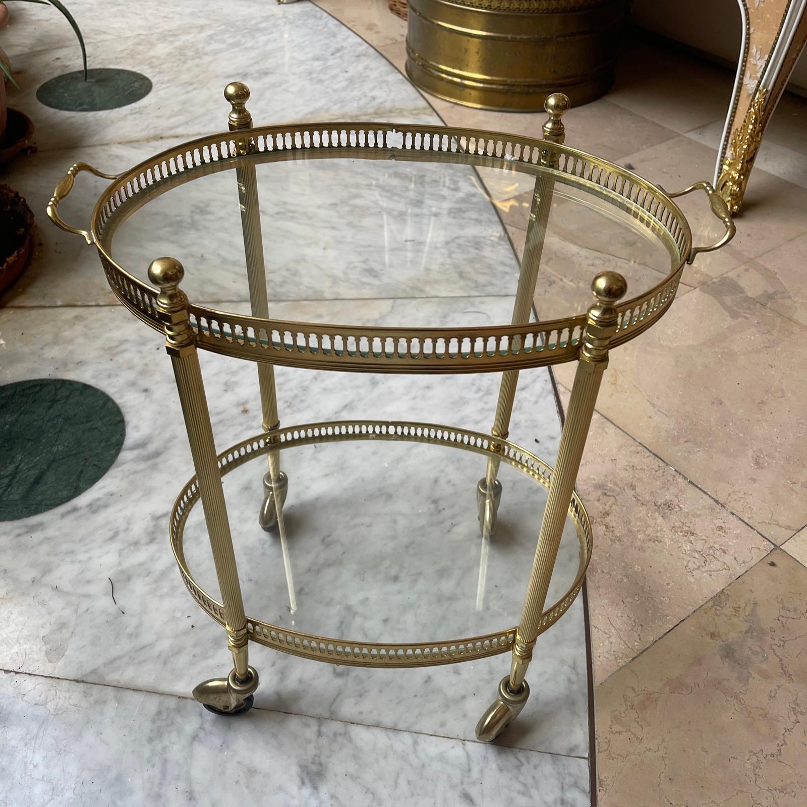 Other Small vintage brass bar cart  For Sale