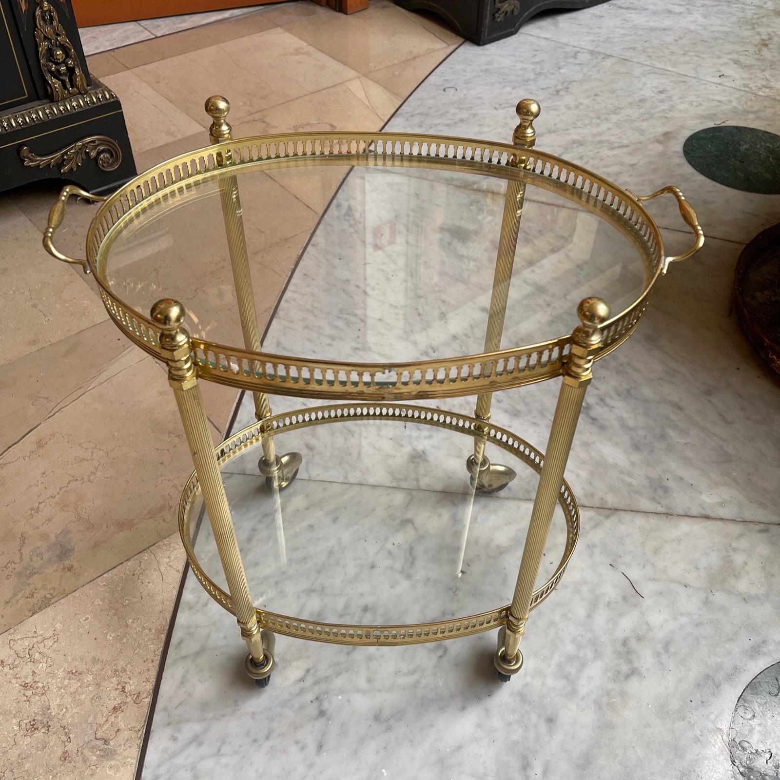 Other Small vintage brass bar cart  For Sale
