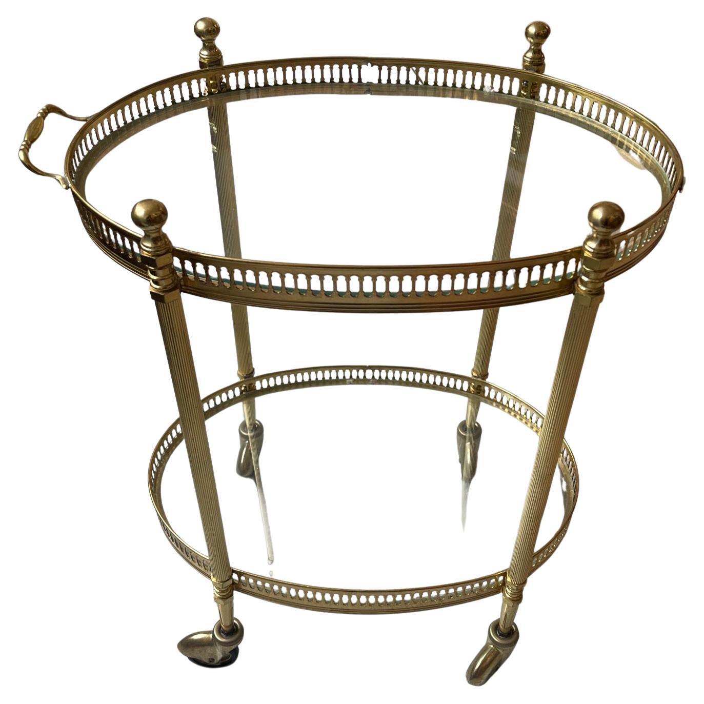 Small vintage brass bar cart  For Sale