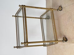Small 1960s vintage brass and glass rectangular bar cart