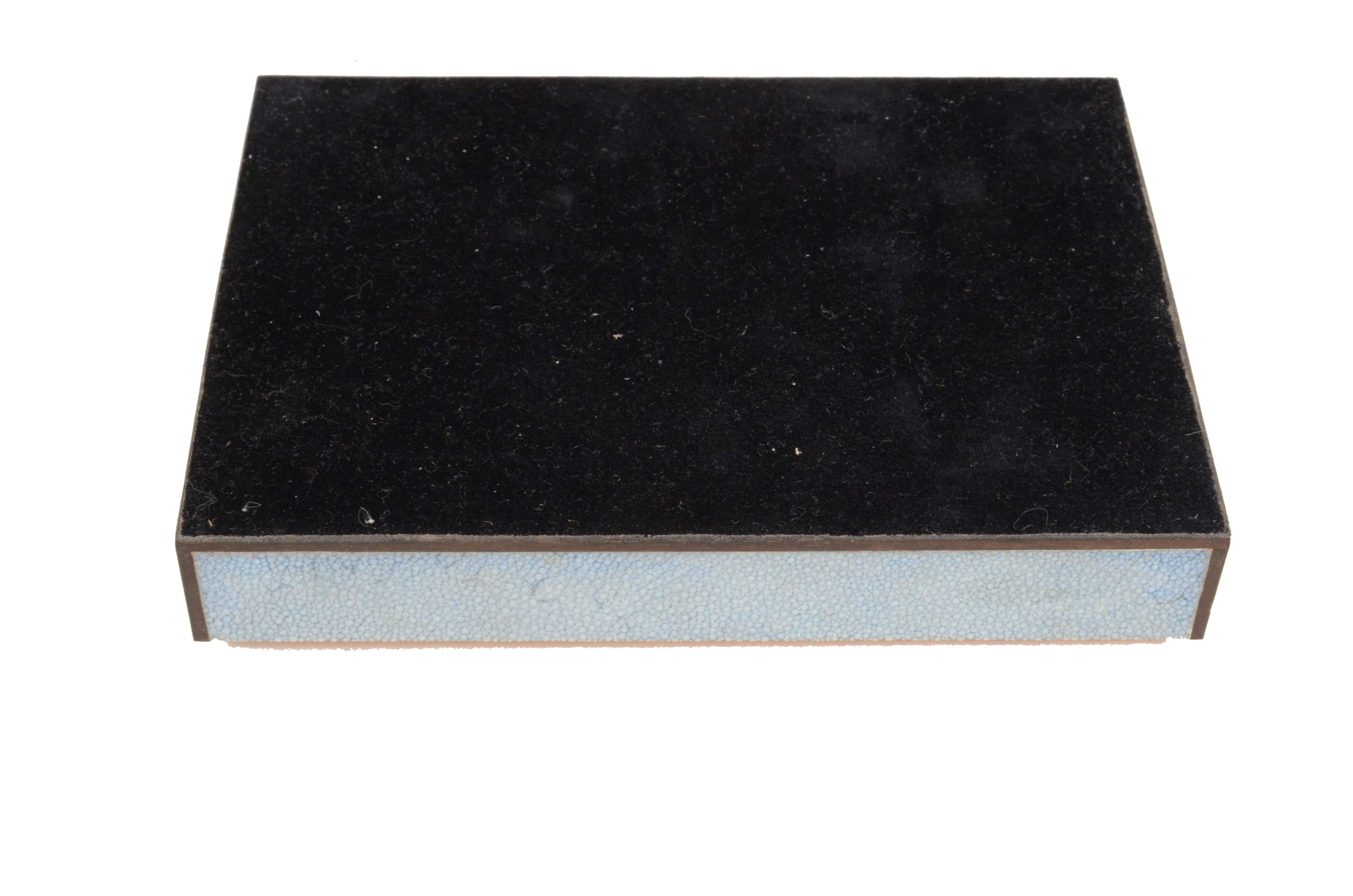 Small cigar box made of teak covered with Galuchat and ebony 1970s For Sale 3