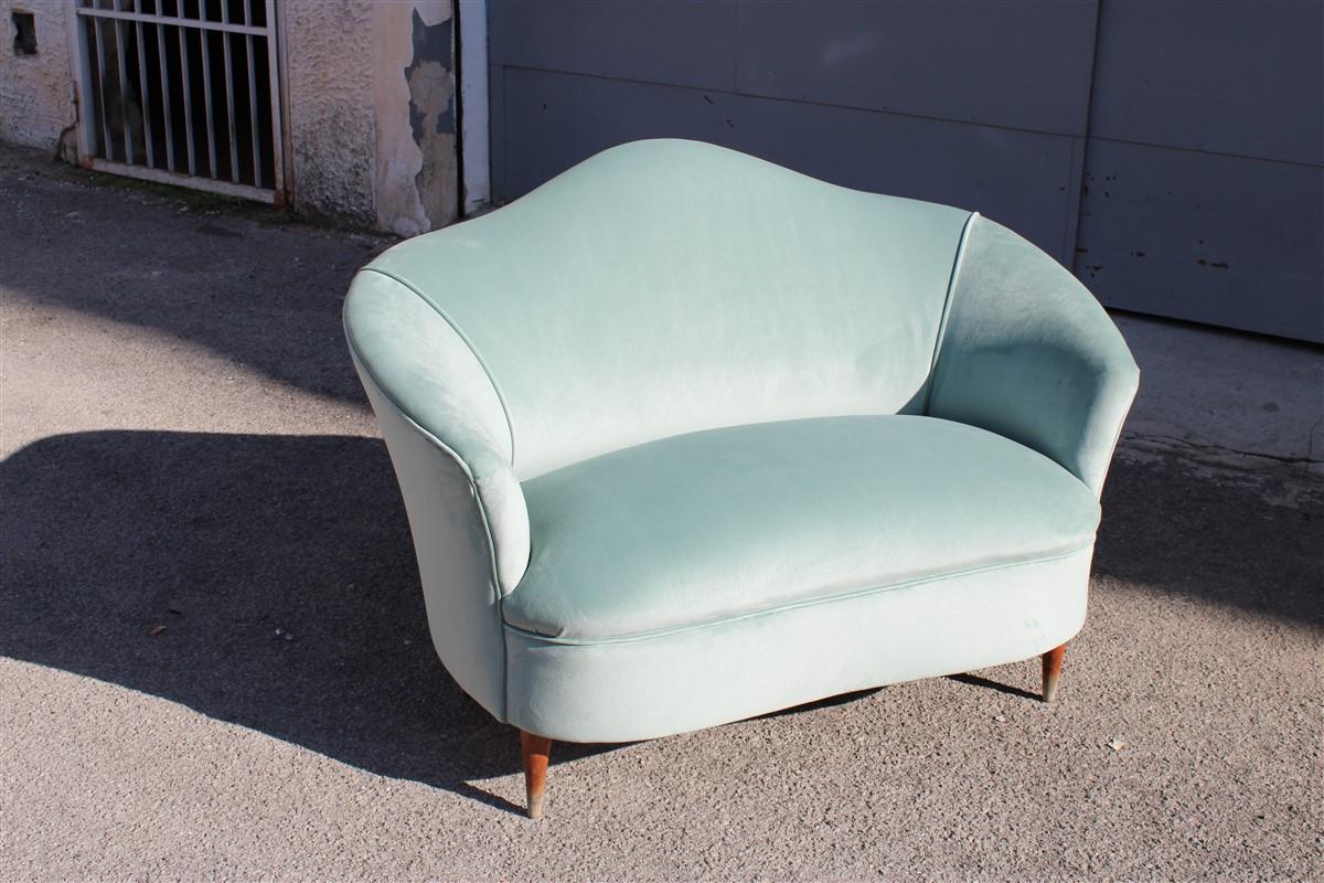Kleines 2-Sitzer Sofa Cesare Lacca Italien 1950er Jahre restauriert Grüner Samt im Angebot 5