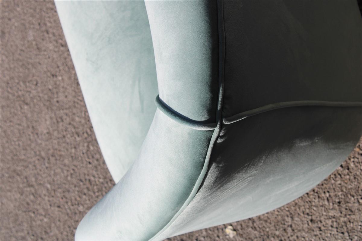 Kleines 2-Sitzer Sofa Cesare Lacca Italien 1950er Jahre restauriert Grüner Samt im Angebot 2