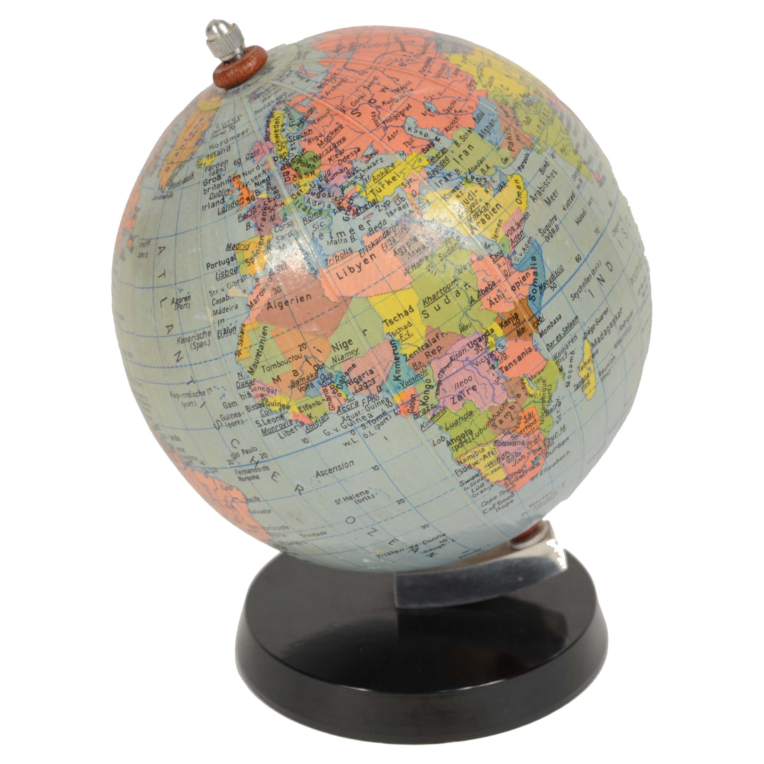 Piccolo globo terrestre Räths Politischer Erdglobus anni '50 base bachelite