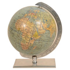 Vintage Small German globe by Columbus Schulerglobus aluminum base 1950s