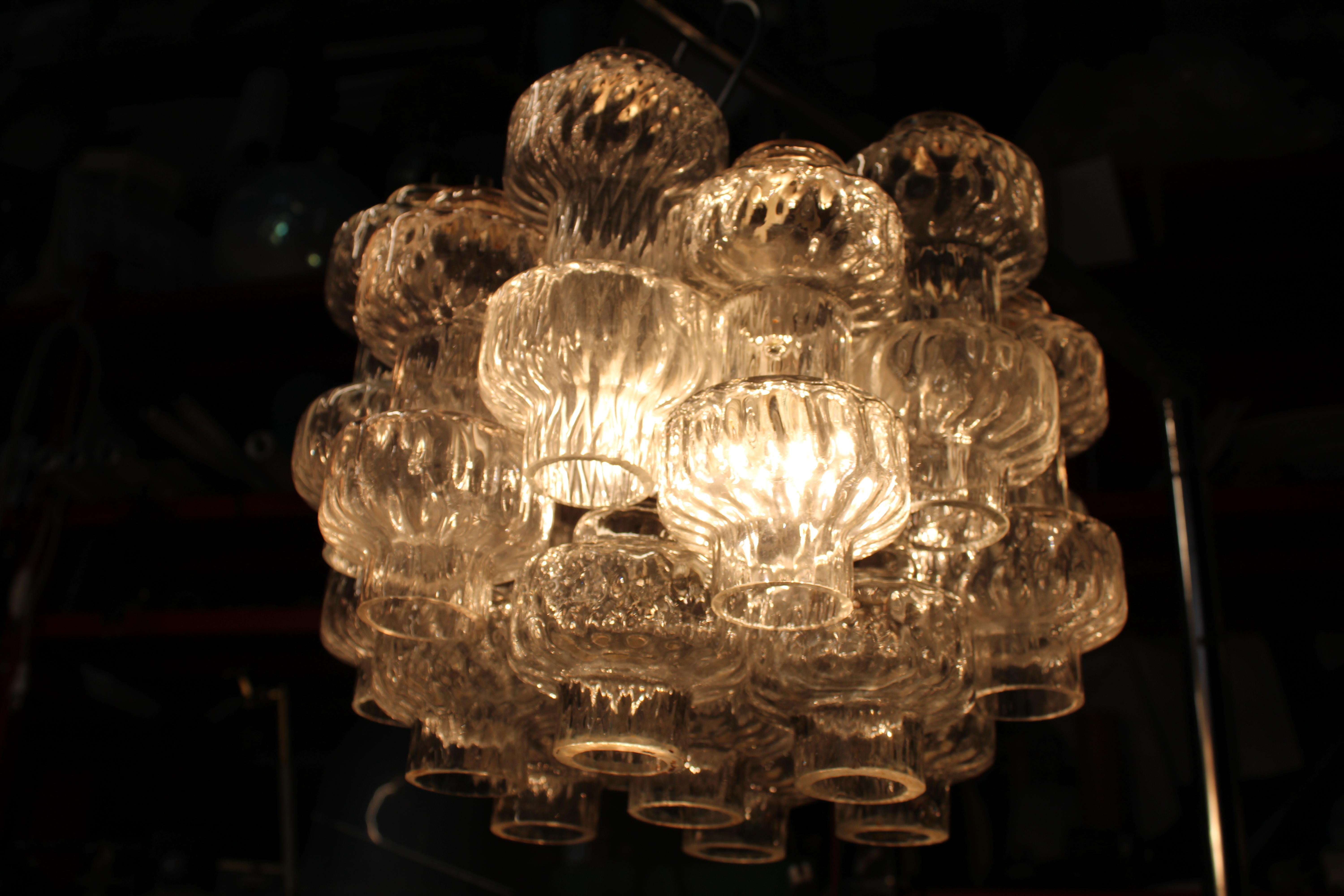 Venini 1960 Petit lustre en verre de Murano