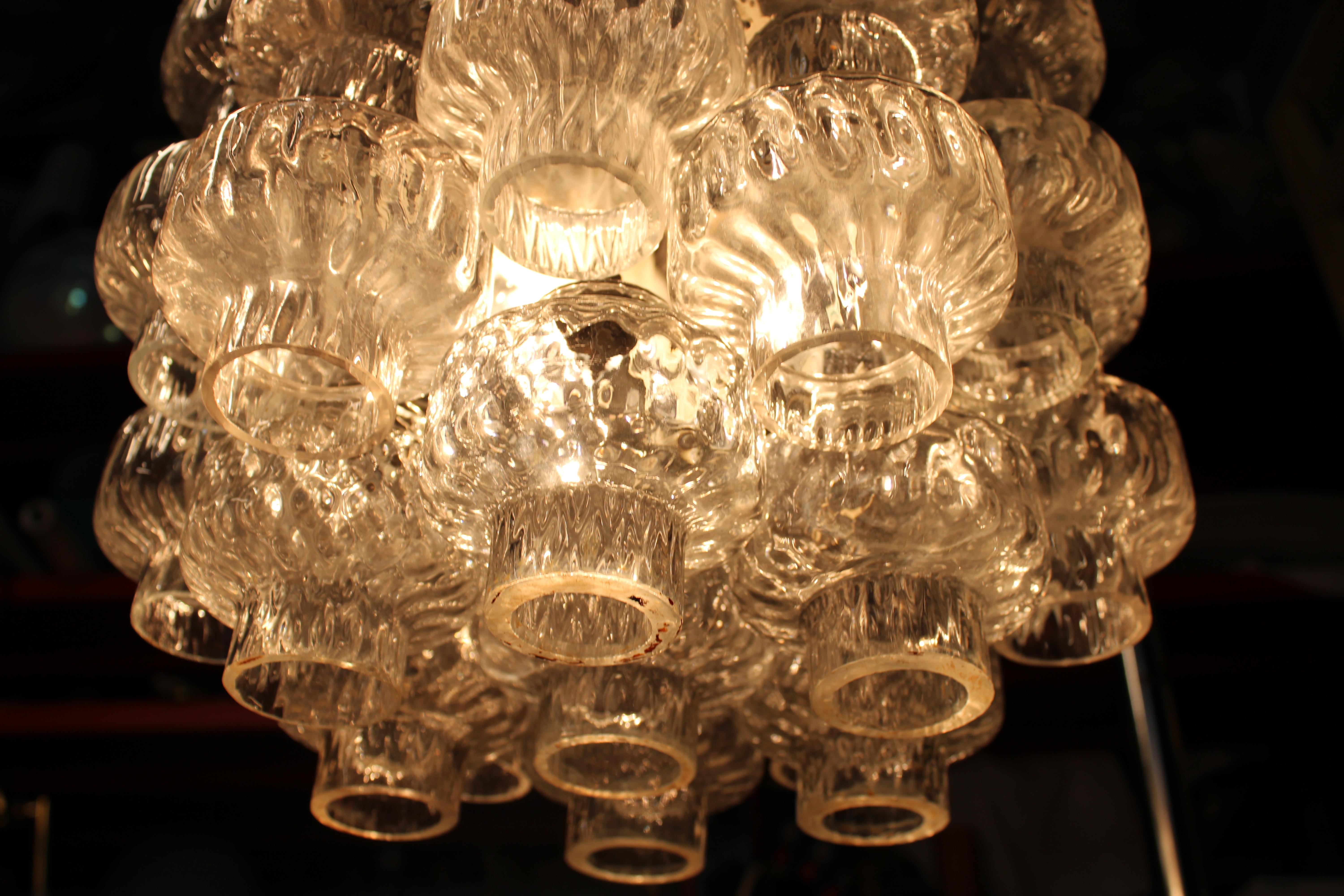 Italian Venini Murano Glass 1960 Nuvola Small Chandelier en vente