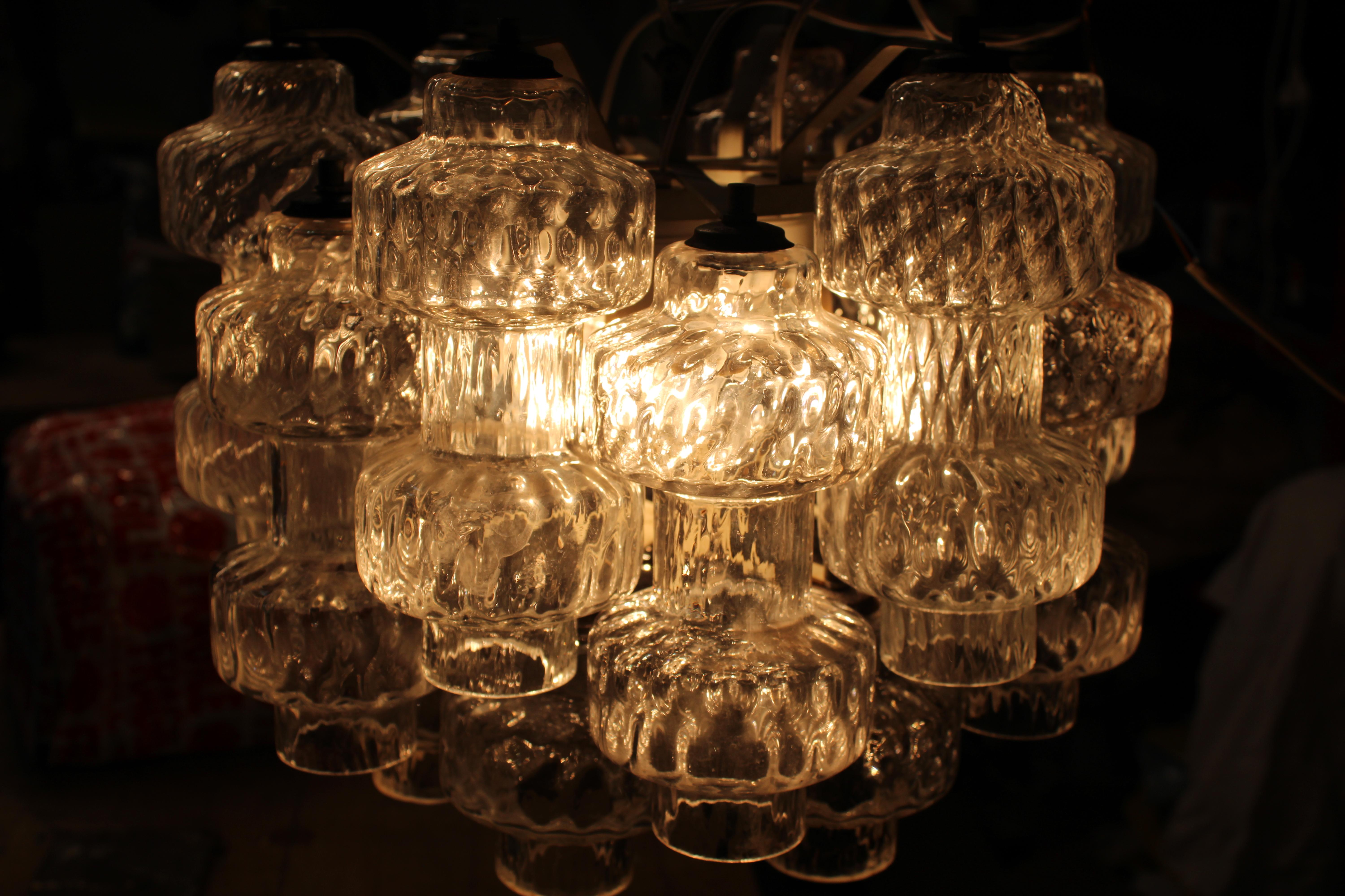 Verre de Murano Venini Murano Glass 1960 Nuvola Small Chandelier en vente