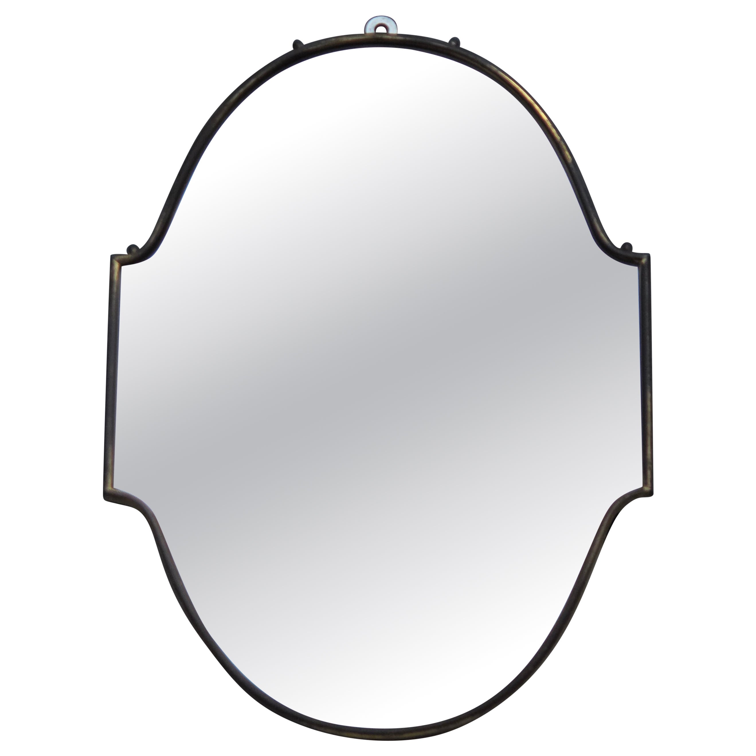Petit miroir en laiton de forme italienne du milieu du siècle dernier