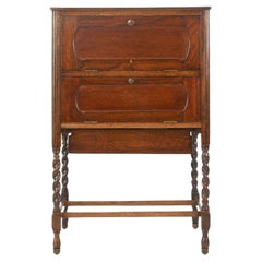 Piccolo Stipo Inglese Vittoriano Con Sportelli E Cassetto in Rovere 1920s