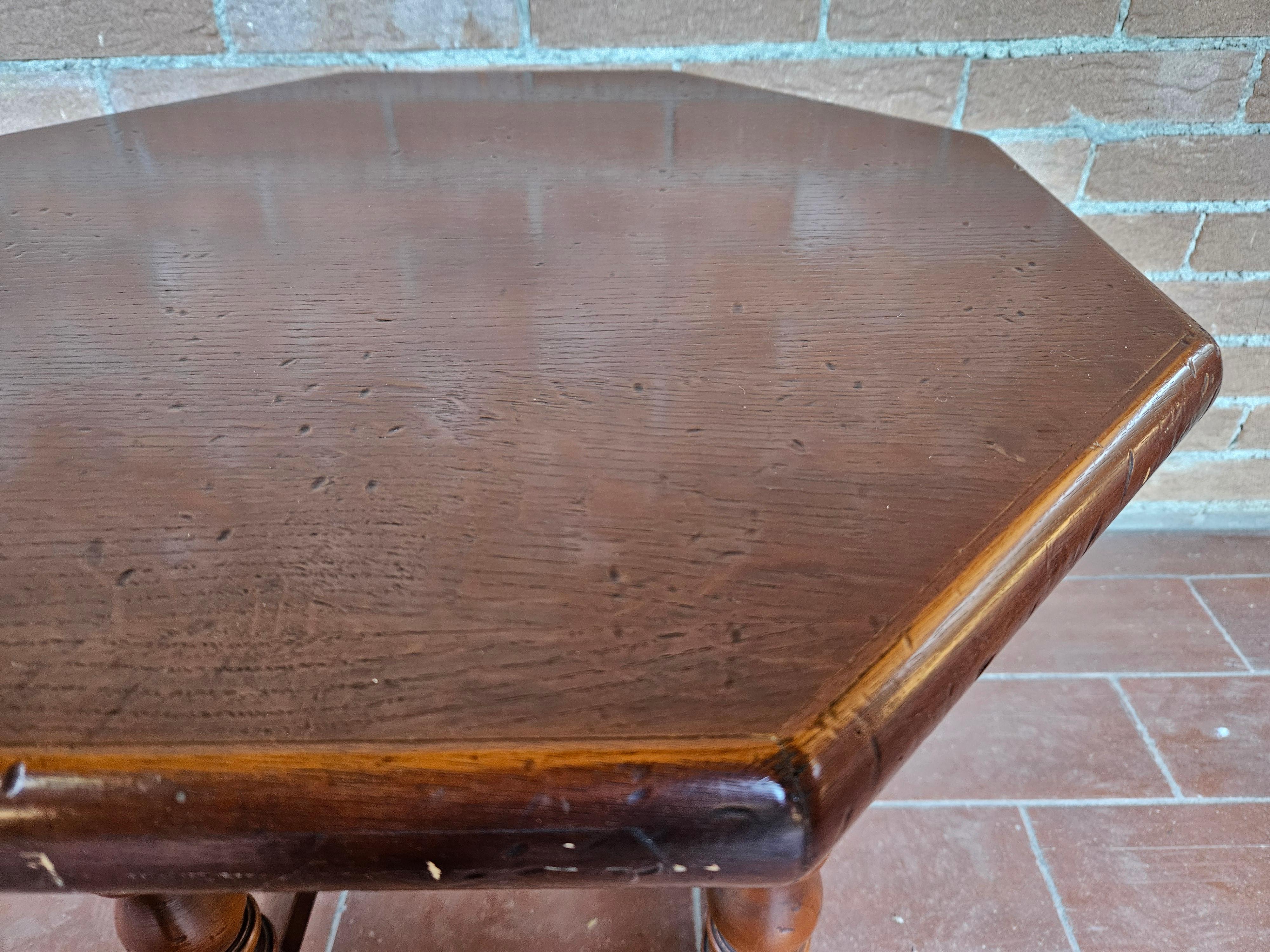 Italian Small octagonal wooden coffee table 20th century For Sale