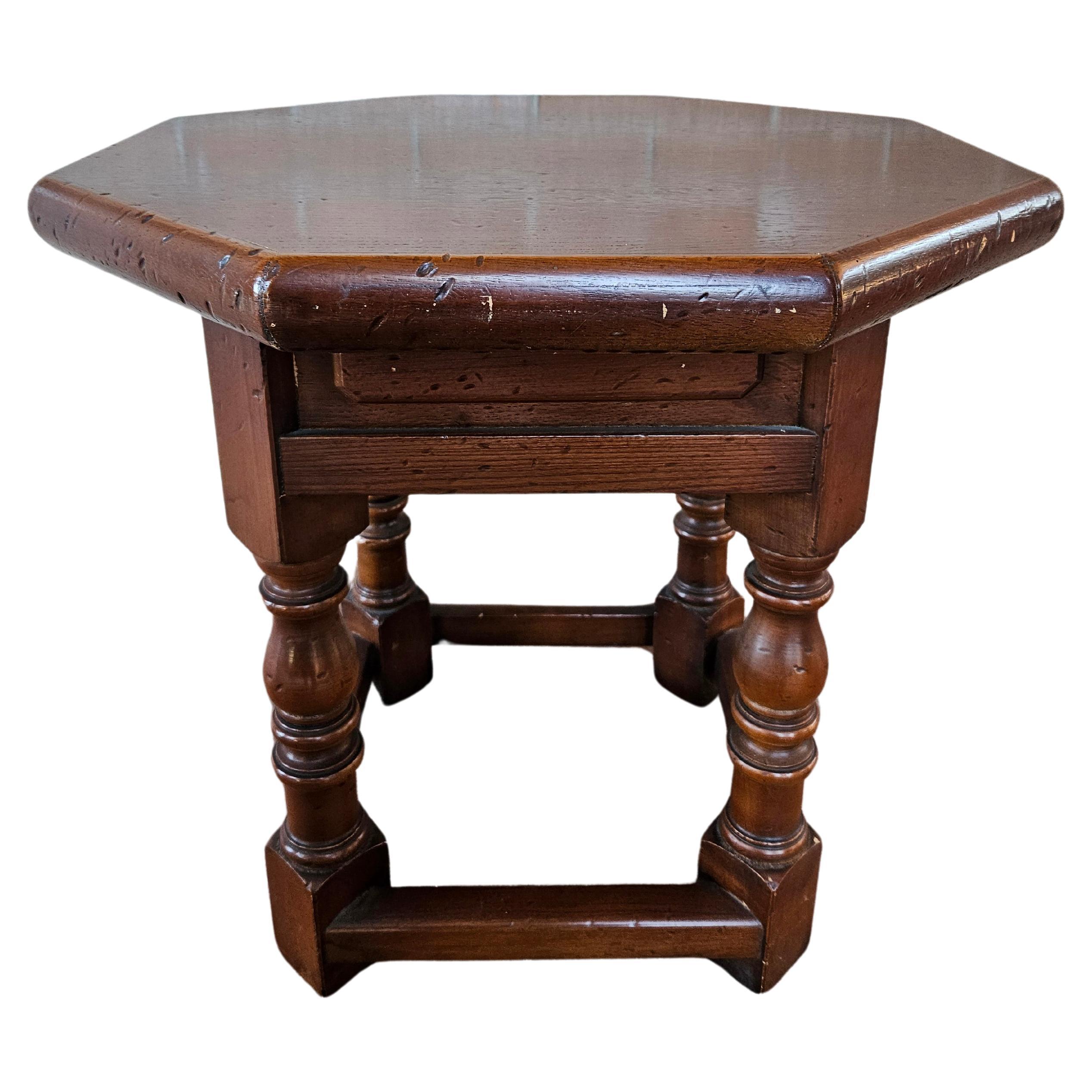 Small octagonal wooden coffee table 20th century For Sale
