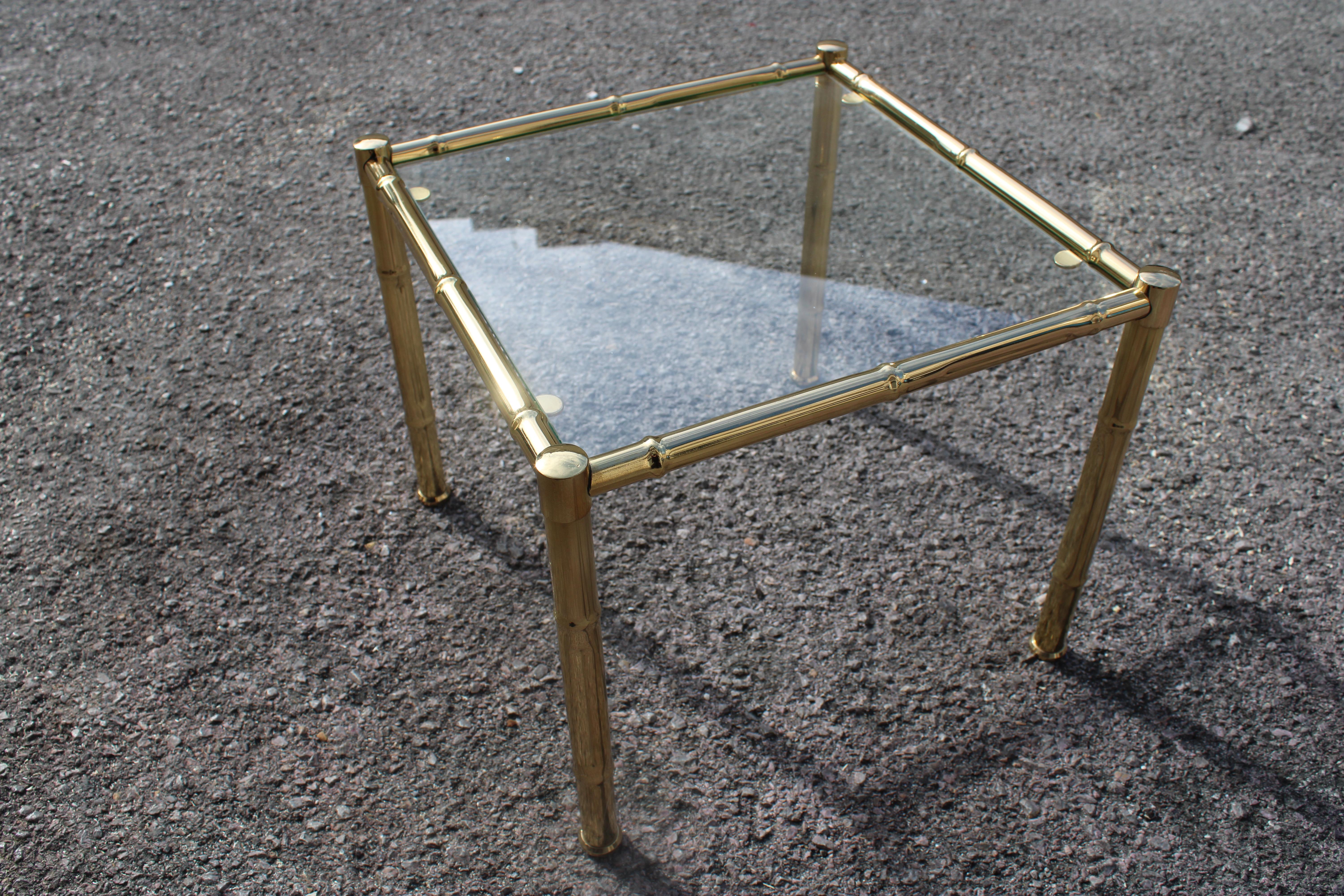 Kleiner Tavolino Quadrato in Ottone finto Bambù Italia 1970 (Italienisch) im Angebot